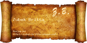Zubek Britta névjegykártya